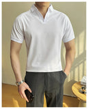 AIDASE  -  High-quality Solid Color V-neck Men's Breathable Moisture-wicking Polo Shirt, Stretchable T-shirt for Casual Business Wear M-6XL aidase-shop