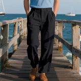AIDASE  -  Autumn European and American Linen Men's Casual Loose Business Suit Trousers aidase-shop