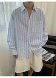 AIDASE  -  Men's Textured Bold Stripe Linen Shirt – Relaxed Fit, Breathable & Lightweight for Casual Sophistication M-3XL aidase-shop