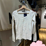 AIDASE  -  Autumn Winter Cotton Floral Print Slim Fit Long Sleeve T-Shirt Sweet Rabbit Print Base Layer New Style Girl's Comfortable Top aidase-shop