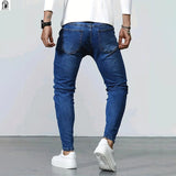 AIDASE  -  Men's Trendy Distressed Jeans Heavy Ripped Slim Fit Denim Pants Paint Splatter Street Fashion Trousers Trendy Distressed Jeans aidase-shop