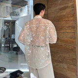 AIDASE  -  New Summer Male Shirts Long Sleeve Threedimensional Embroidery Jacquard Decoration Singel Breasted Stand Menwear aidase-shop