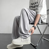 AIDASE  -  Korean Classic Blue Black Gray Male Brand Trousers Plus Size Men's Casual Straight Long Loose Pants Stretch Elastic Waist Jogger aidase-shop