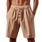 AIDASE  -  Cross-border men's loose American linen beach casual washed button five-point sports shorts men aidase-shop