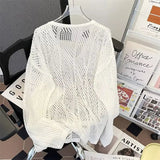 AIDASE  -  Loose Elastic Hollow Out Slightly Transparent Knitted Pullover Sweater Men Fall V-neck Long Sleeve Knit Shirts Streetwear aidase-shop
