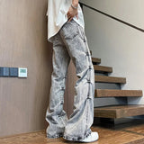 AIDASE  -  High Street Men Jeans Washed Wrinkle Design Denim Pants Trendy Loose Casual Straight Leg Trousers Summer New aidase-shop