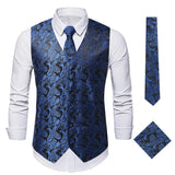 AIDASE  -  Men's Paisley Floral Embroidered Vest Suit Waistcoat with Tie New Autumn Fashion European Size Business Formal Dress aidase-shop