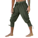 AIDASE  -  Men'S Wide Loose Casual Pants Mens Retro Solid Color Pants Ankle Strap Pants Medieval Quick Drying Pants Men Clothing Hombre aidase-shop