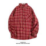AIDASE  -  Casual Loose Plaid Long Sleeve Shirt Unisex Spring Autumn Fashion Outerwear Classic Grid Pattern Male Female Style Clothing aidase-shop