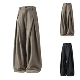 AIDASE  -  Old Fashion A Line Trousers With A Draped Textured Finish; Men's Casual Straight Leg Trousers. Foam aidase-shop