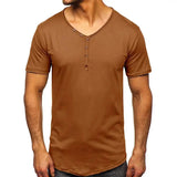 AIDASE  -  V-Ne ort Sve Men's T-irt Slim Fit Casual Daily Wear Youth Faion Basic  Color Top for Men aidase-shop