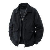 AIDASE  -  Spring and Autumn Corduroy Coat Loose Men's Trendy Fashion Zipper Multi Pocket Bomber Jacket aidase-shop