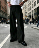 AIDASE  -  Men's Formal Dress Pants Cropped Pants Light Business Fashion Solid Color Front Pleated Drape Twill Daily Straight Suit Pants aidase-shop