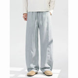 AIDASE  -  Men's Summer Breathable Linen Loose Straight Casual Wide Leg Pants Drawstring Waist Daily Trousers aidase-shop