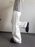 AIDASE  -  Loose Straight American Style Men's Jeans White Casual Long Trousers Simple Workwear Japanese Trendy Brand Loose Fit Jeans aidase-shop