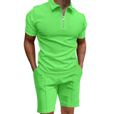 AIDASE  -  Men's Summer Suits Solid Color Waffle Lapel Slim-fit Short Sleevett-shirt Casual Fashion Men's Clothing aidase-shop