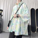 AIDASE  -  Men's Trendy Tie-Dye Short Sleeve Casual Shirt 2025 Summer New Fashion Lapel Single Breasted Tops Handsome Clothes 21E6522 aidase-shop