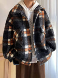 AIDASE  -  Casual Long Sleeve Mens Woolen Jacket Coat Plaid Printed Button-up Turn-down Collar Jackets Men Spring Vintage Cardigan Tops aidase-shop