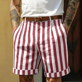AIDASE  -  Seaside Beach Vintage Striped Shorts Mens Casual Loose Straight Shorts Spring Summer Daily Leisure Breathable Men Bottoms aidase-shop