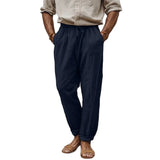 AIDASE  -  Daily Casual Mens Loose Breathable Pants Spring Summer Vintage Drawstring Lace-up Straight Trousers For Men Leisure Pants 5XL aidase-shop