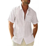 AIDASE  -  Summer Lapels Solid Color New Pocket Single-Breasted Shirt Men's Short-Sleeved Casual Top aidase-shop