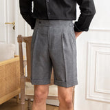 Aidase Ropa Hombre Casual Club Gray Short Pant Men Suit Short Mens Short Men Pantalones Homme Summer Thin High Waist Shorts British aidase-shop