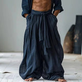 AIDASE  -  Streetwear Men's Pants Vintage Simple Casual Pure Cotton Linen Elastic Waist Loose Casual Pants Vintage Outfit aidase-shop
