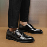 Aidase Fashion Brand New Designer British Monk Strap Leather Shoes Flat for Men Low Cut Dress Formal Wedding Prom Oxford Zapatos Hombre aidase-shop