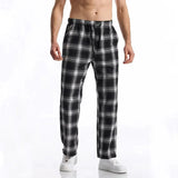 AIDASE  -  Men's Casual Plaid Yoga Pants Straight Leg Home Leisure Trousers Summer New Arrival Sport Style Comfortable Men's Long Pants aidase-shop