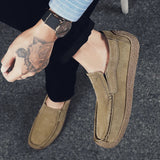 AIDASE  -  Square-toe Loafers Non-slip Outdoor Moccasins Driving Shoes Daily Commute Men Casual Shoes Suede Leather Men Wedding Shoes aidase-shop