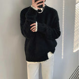 Aidase Winter Clothing Men's Knitted Patchwork Luxury Pullover Sweater Fashion Vintage O Neck Solid Color Long Sleeve Premium Knitwear aidase-shop