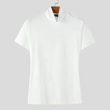 AIDASE  -  Men T Shirt Turtleneck Short Sleeve Hollow Out Backless Male Tee Tops Streetwear Bowknot Fashion Casual Men Clothing aidase-shop