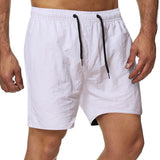 AIDASE  -  Summer Solid Color Casual Shorts Men Quick Drying Beach Short Pants Mens Sports Fitness Drawstring Elastic Waist Shorts Man