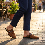 AIDASE  -  Man Slippers Black-brown Color Four-season Retro Casual Comfortable Business-style Front-covered Slippers Outdoor Social Shoes