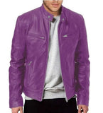 AIDASE  -  Men's Men's Leather Jacket Male Teen Stand-up Collar Punk Men's Locomotive Leather Jacket aidase-shop