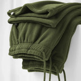 AIDASE  -  Double-sided Fleece! Retro Military Green Straight-leg Pants Women Loose Thickened Warm Drawstring Casual Wide-leg Pants Men aidase-shop