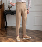 Aidase Spring Business Versatile Belt Trouser Gentleman Paris Button Pant Fashion Men Dress Pant High Waist Straight Pants Men aidase-shop
