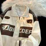 American Vintage Racing Jacket Men Cycling Lapel Jacket Women BF Letter Varsity Coat Oversize High Street Vibe Baseball Uniform aidase-shop