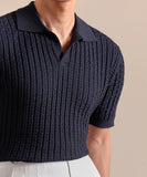 AIDASE  -  Italy Polo Jacquard V-neck Knitted Polo Shirt For Men's Cotton Blend Casual Summer Men Polo Shirt Short Sleeve Mannen Polo aidase-shop