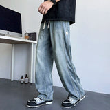 AIDASE  -  Men's Casual Jeans Summer New American Style High Street Straight Wide Leg Drawstring Design Fashion Male Trousers 21E5831 aidase-shop