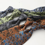 AIDASE  -  New Trendy Men's Silk Ties Jacquard Dot Floral Necktie 8cm Brown Green Neck Tie Daily Wear Shirt Suit Cravat Wedding Groom Gift aidase-shop