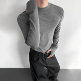 AIDASE  -  Men's Solid Color Half Turtleneck Long-Sleeved T-Shirt American Retro Fashion Trend High Street Slim Breathable Niche Men's Tops aidase-shop