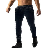 AIDASE  -  Men's Fashion Solid Color Velvet Slim Fit Skinny Pants Stylish Casual Trousers aidase-shop