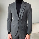 Aidase Luxury Business Suits For Men Stitching Double Collar Formal Casual Dress Suits 2 Pieces Elegant Slim Costume Homme Double Vent aidase-shop