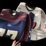 AIDASE  -  American Retro Motorcycle Long Sleeved Shirt Men Women Autumn Street Cool Patchwork Sports Basketball Ice Hockey Suit Sweatshirt aidase-shop