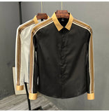 Aidase  Color Blocking Patchwork Design Shirt For Men Spring and Autumn Long sleeve Loose Top Fashion Trendy Casual Shirts Streetwear
