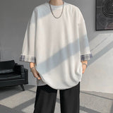AIDASE  -  Spring Summer Men's Ice Silk T-shirts Women Oversized Plaid T-shirt Korean Style Casual Seven sleeves T-Shirt Male aidase-shop