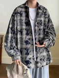 AIDASE  -  Plaid Long-sleeved Shirt Men's Tie-dye Design Jacket aidase-shop