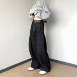 AIDASE  -  Summer New Men's Solid Color Pleated Baggy Jeans American Retro Fashion Trend Street Hip-Hop Niche Breathable Men's Bottoms aidase-shop
