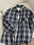 AIDASE  -  American Retro Plaid Long Sve irt Men Summer High Sensation Haome Inner Wear Cleanfit Sun Protection Coat aidase-shop